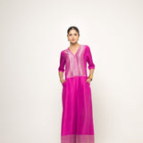 Sayra-Statement Silk Jumpsuit with Brocade detail (Pink)