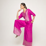 Sayra-Statement Silk Jumpsuit with Brocade detail (Pink)