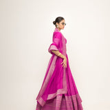 Fuschia Pink Dotted Brocade lehenga set