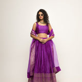 Purple Dotted Brocade lehenga set