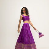 Purple Dotted Brocade lehenga set