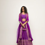 Purple Dotted Brocade lehenga set