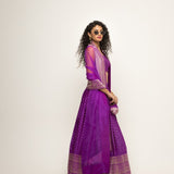 Purple Dotted Brocade lehenga set