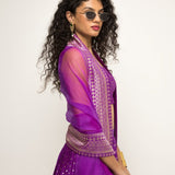 Purple Dotted Brocade lehenga set