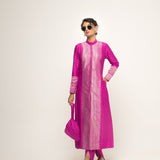 Rani-Long Dotted statement Brocade Jacket- Dhoti Set (Pink)