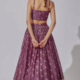 Mauve Chanderi Silk zari lehenga Set