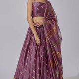 Mauve Chanderi Silk zari lehenga Set