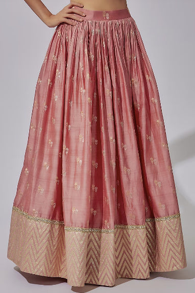 Pastel Pink Chanderi Silk Zari lehenga Set
