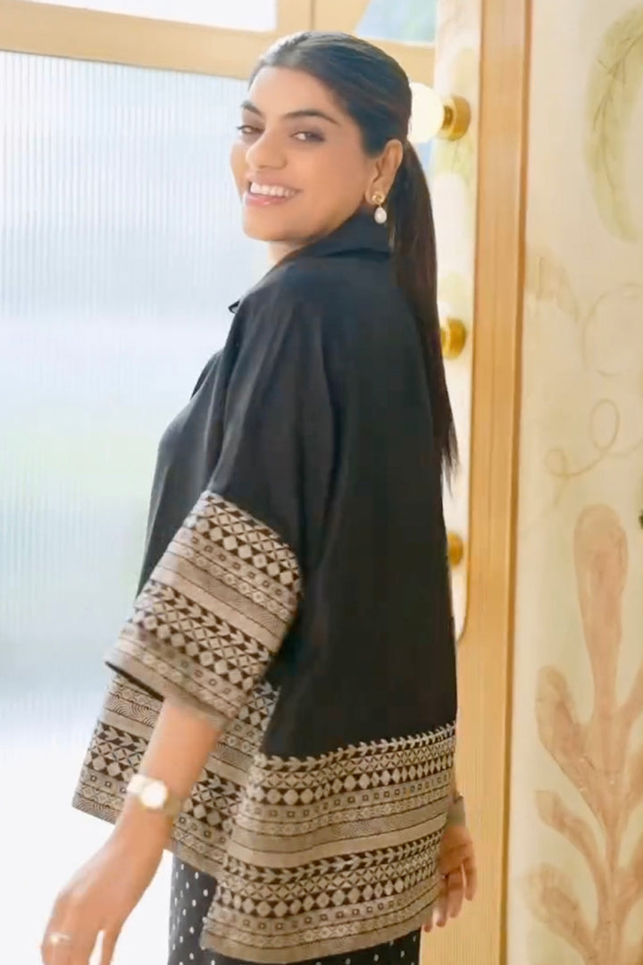 Vaishali Jain In Our Jeha-Silk Shirt With Brocade Detail Paired With Statement Brocade Pants