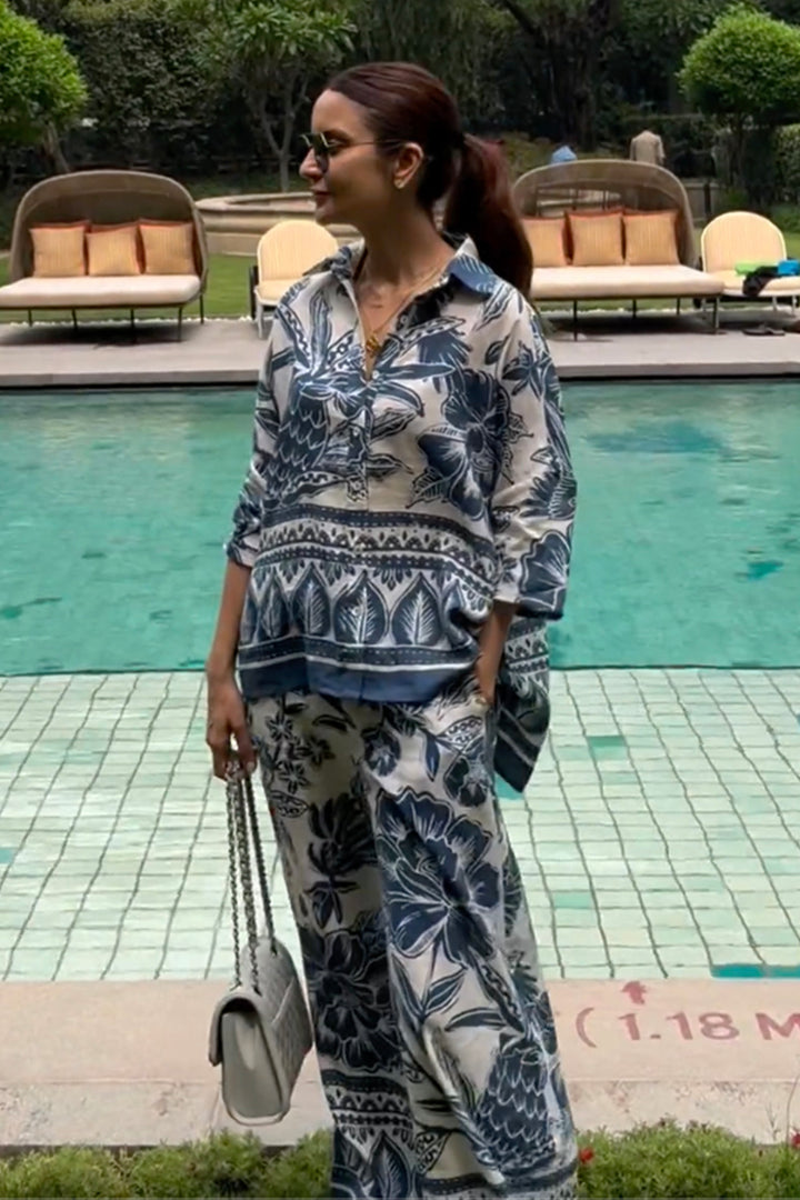 Deepti Solanki In Our Blue Cordelia Print Linen Co-ord Set