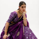 Purple Benarasi Silk Lehenga Set