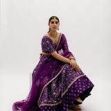 Purple Benarasi Silk Lehenga Set