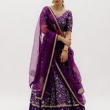 Purple Benarasi Silk Lehenga Set