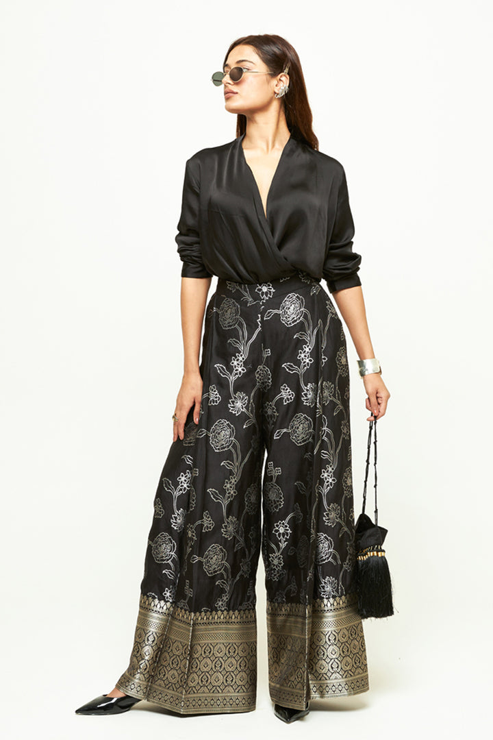 Rosa Black Brocade Pant Set