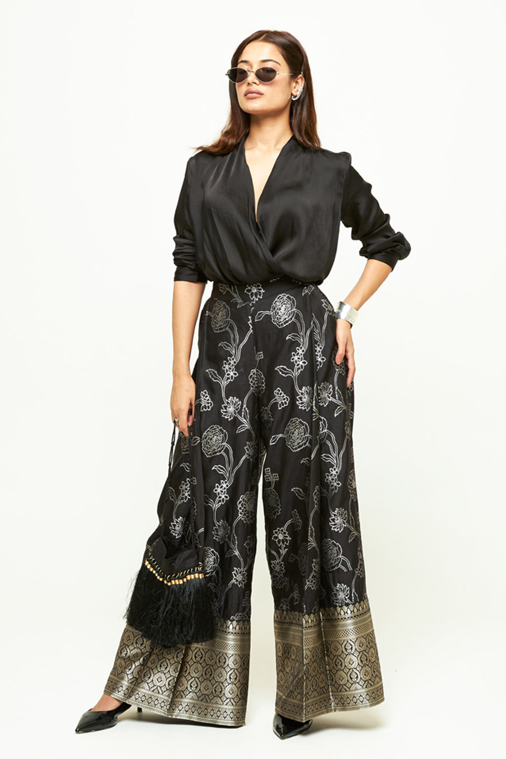 Rosa Black Brocade Pant Set