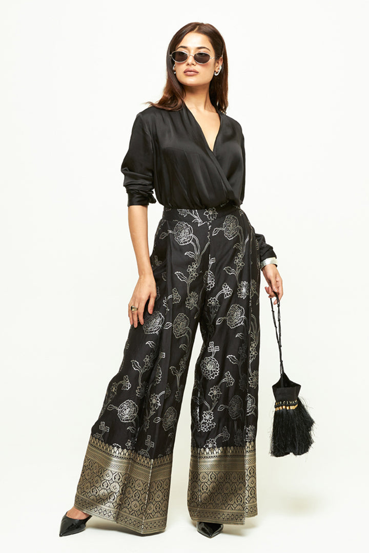 Rosa Black Brocade Pant Set