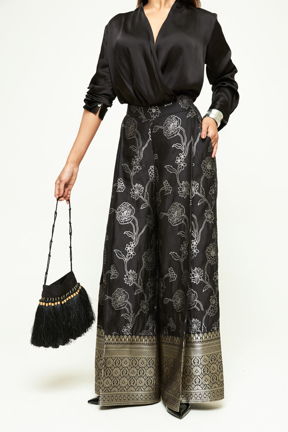 Rosa Black Brocade Pant Set