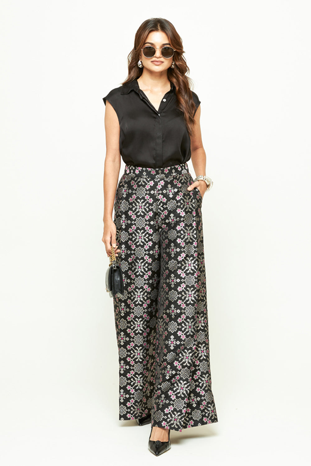 Meena Black Brocade Pant Set