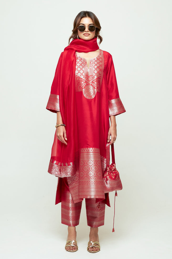 Meher Red Tunic Set
