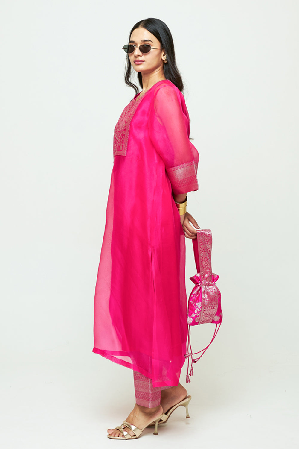 Mehar Pink Organza Tunic Set