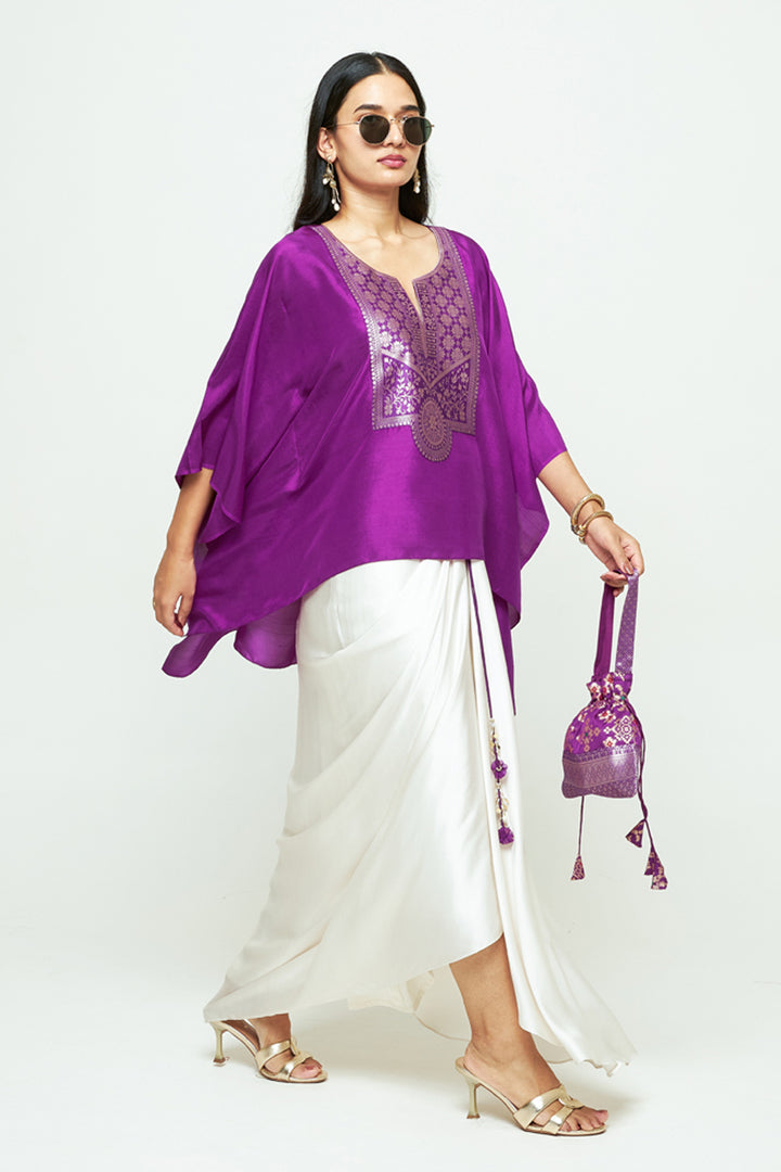 Ashi Purple Statement Kaftan With Skirt