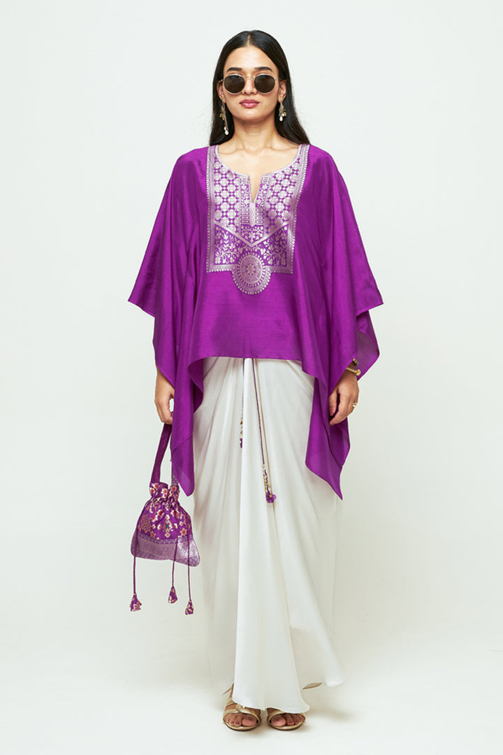 Ashi Purple Statement Kaftan With Skirt