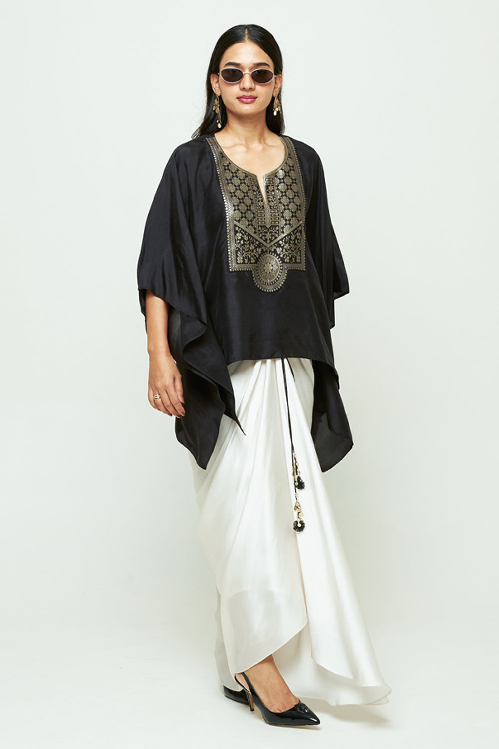 Ashi Black Statement Kaftan With Skirt
