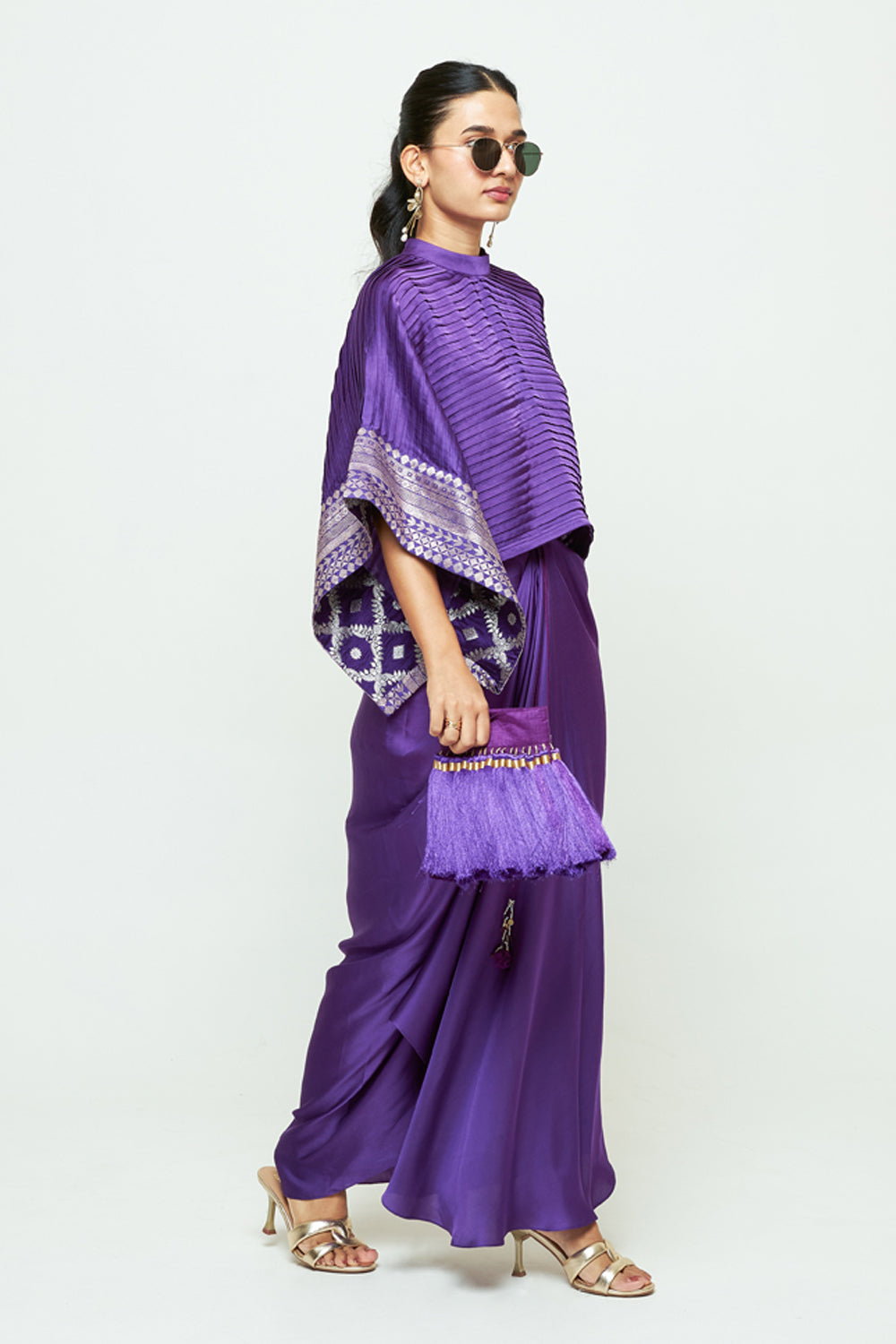 Prana Purple Pleated Top Set