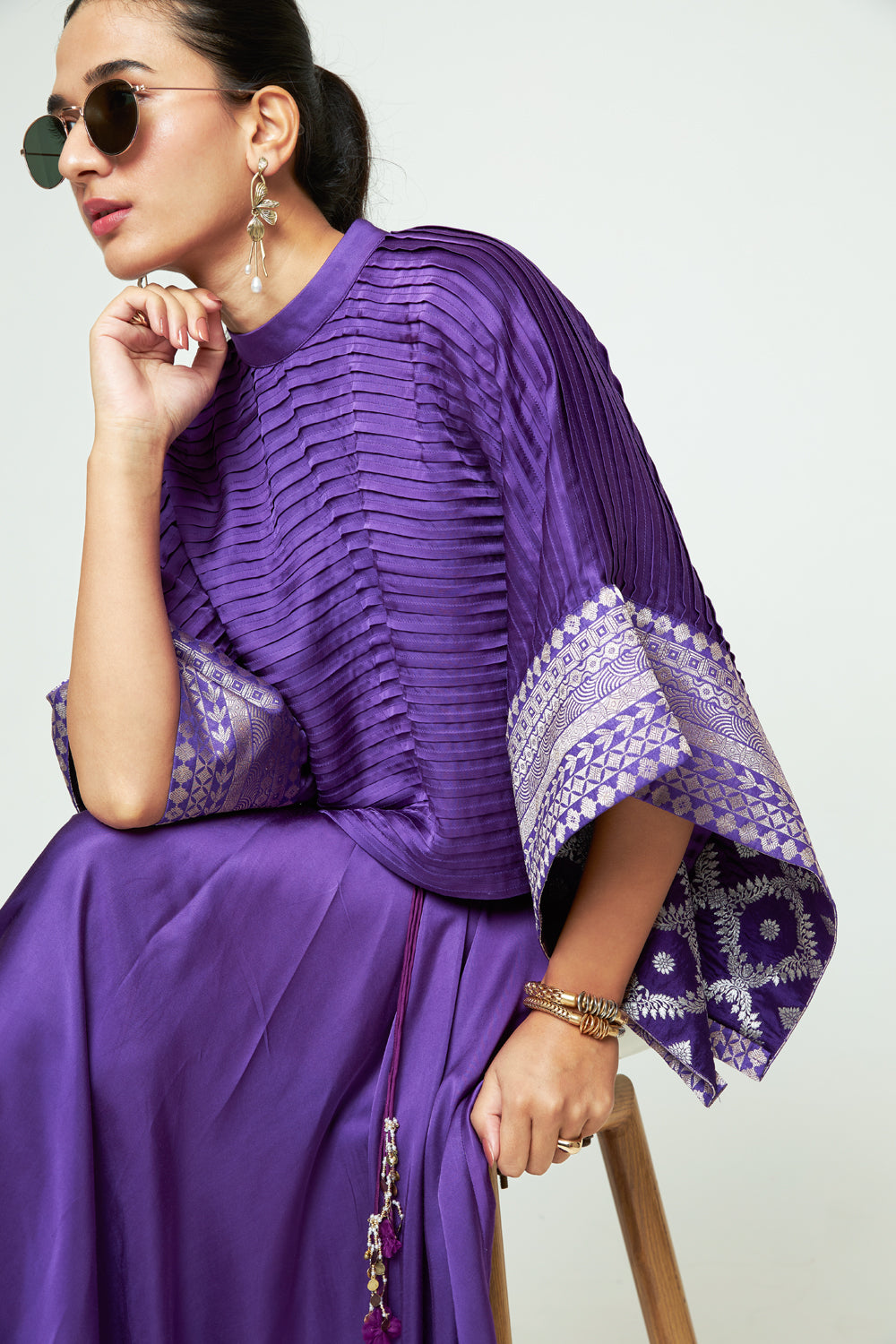 Prana Purple Pleated Top Set