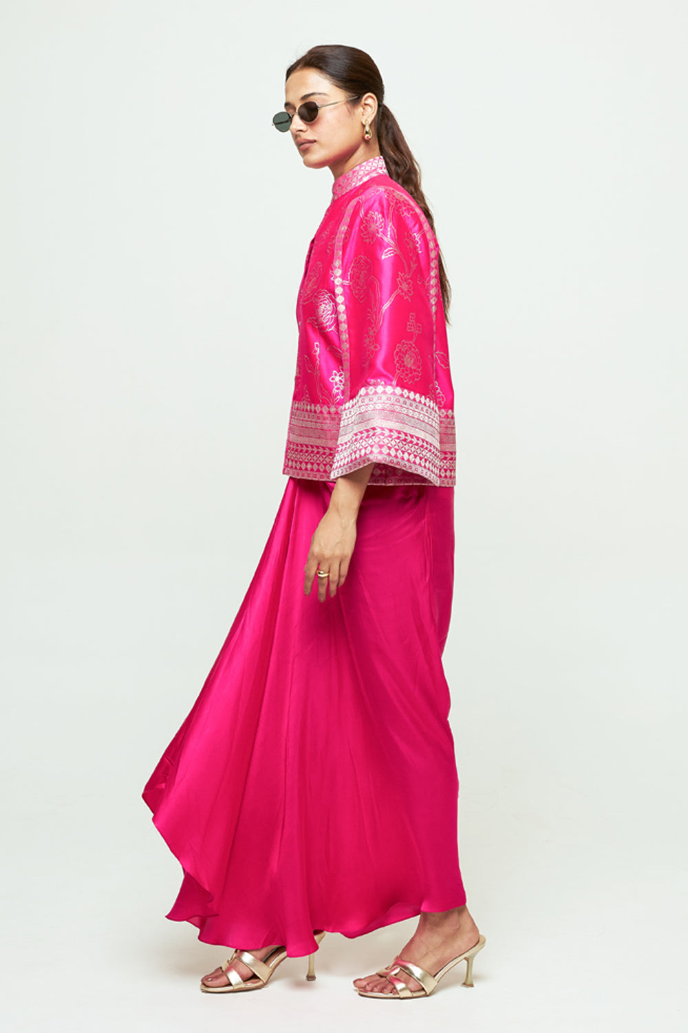 Rosa Pink Statement Jacket Skirt Set