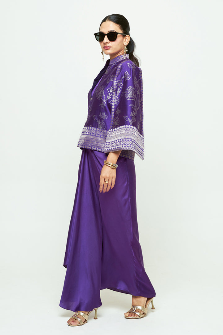 Rosa Purple Statement Jacket Skirt Set