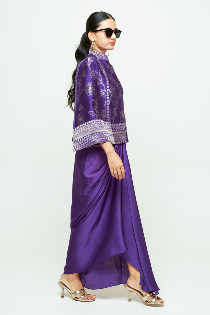 Rosa Purple Statement Jacket Skirt Set