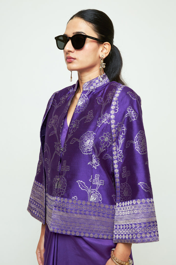 Rosa Purple Statement Jacket Skirt Set