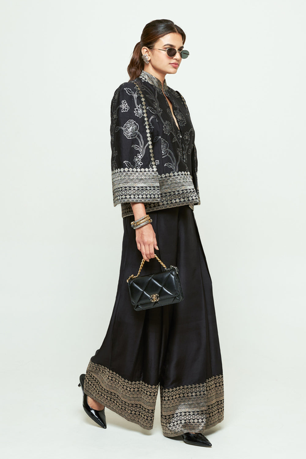 Rosa Black Statement Jacket Skirt Set