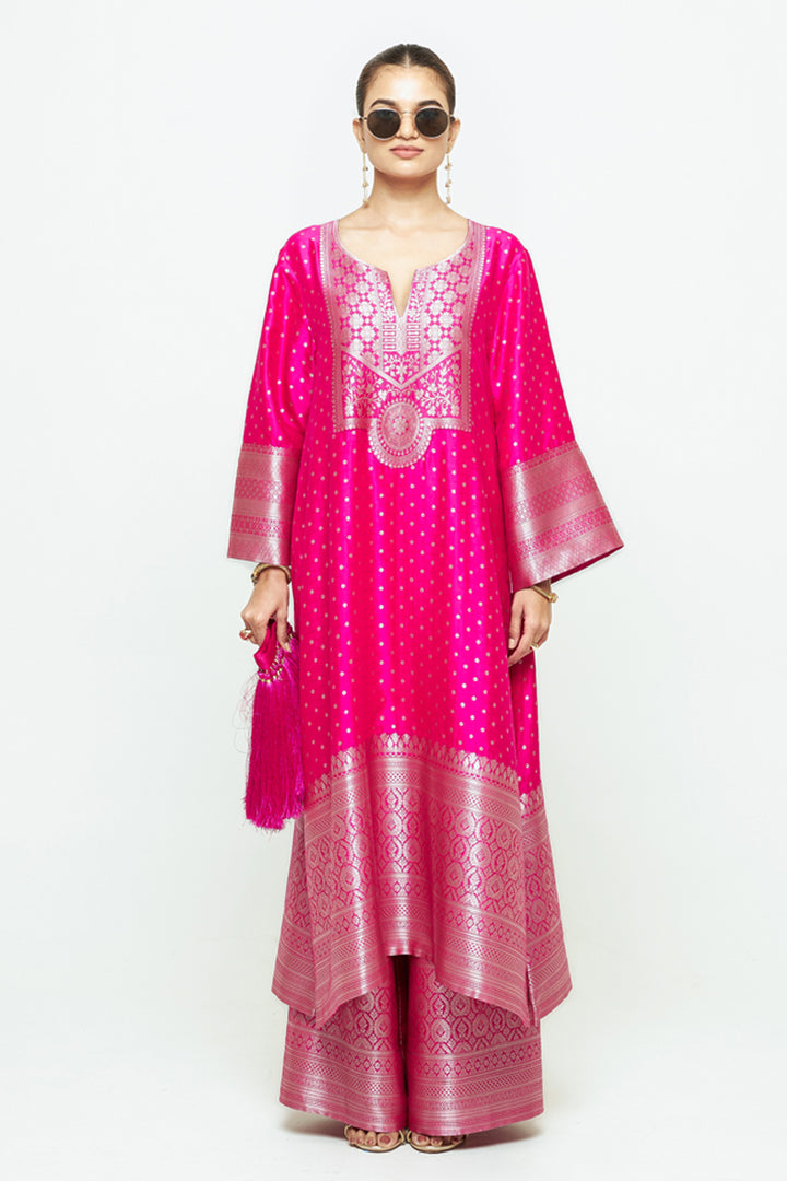 Noor Pink Contemporary Brocade Kurta With Pants