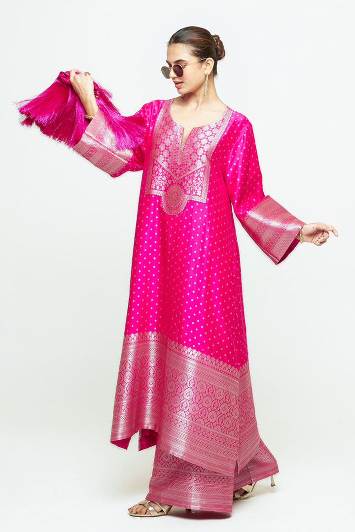 Noor Pink Contemporary Brocade Kurta With Pants