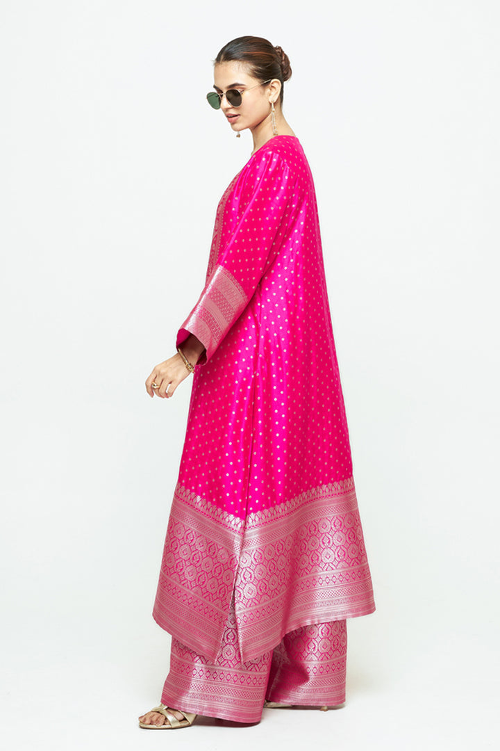Noor Pink Contemporary Brocade Kurta With Pants
