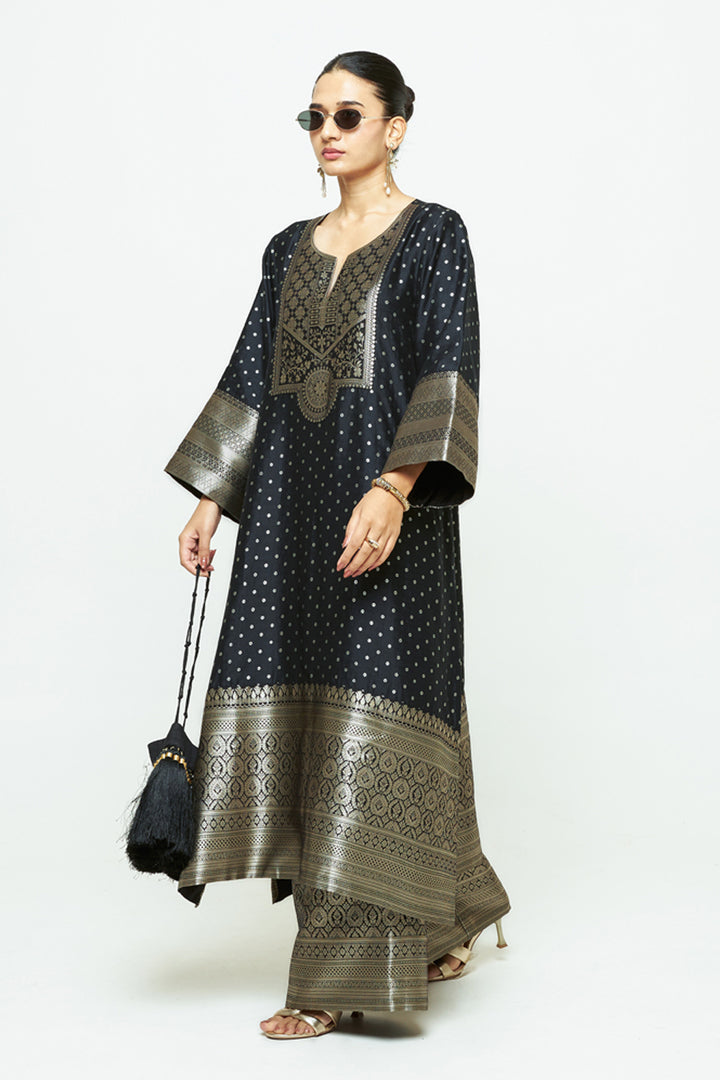 Noor Black Contemporary Brocade Kurta With Pants
