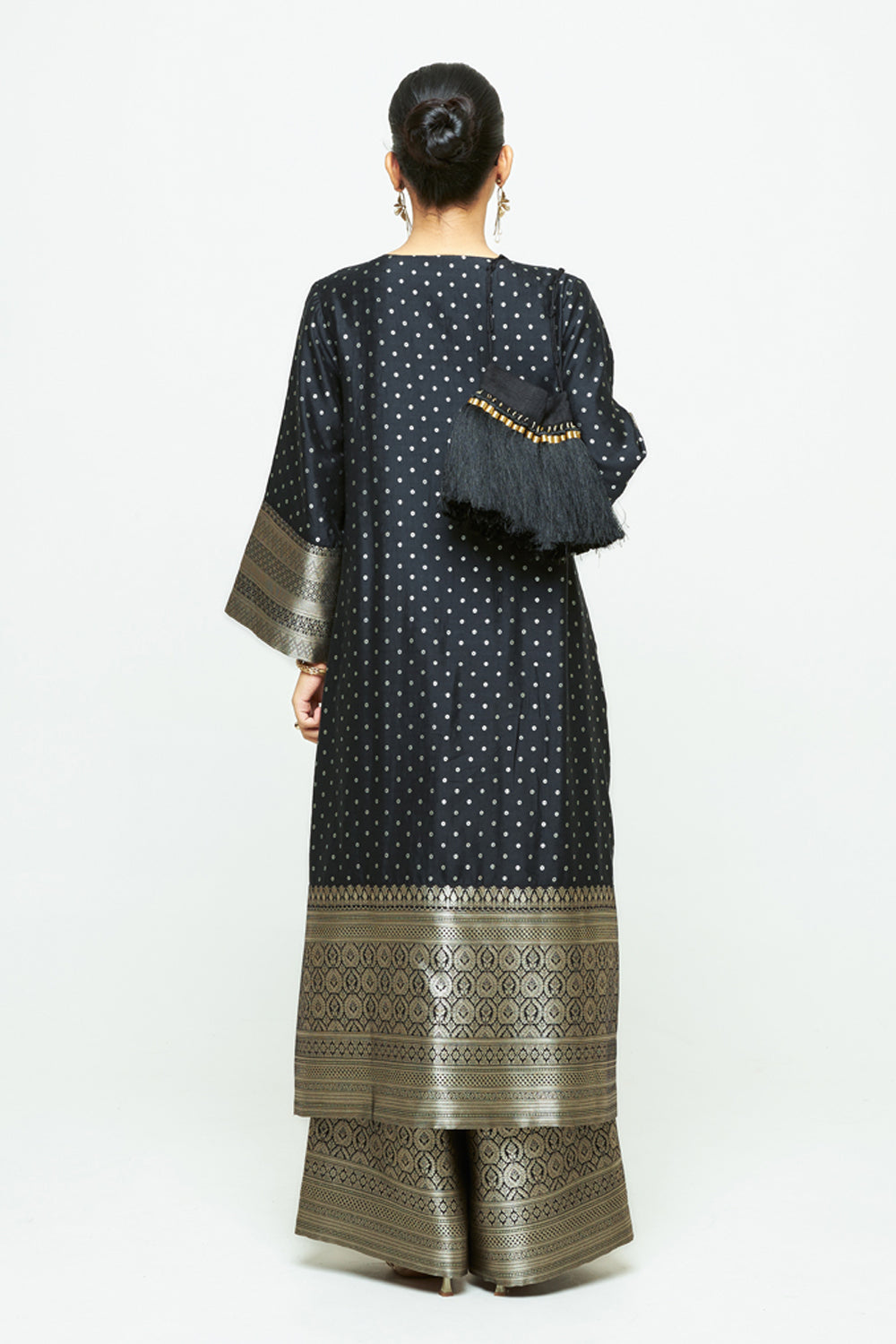 Noor Black Contemporary Brocade Kurta With Pants
