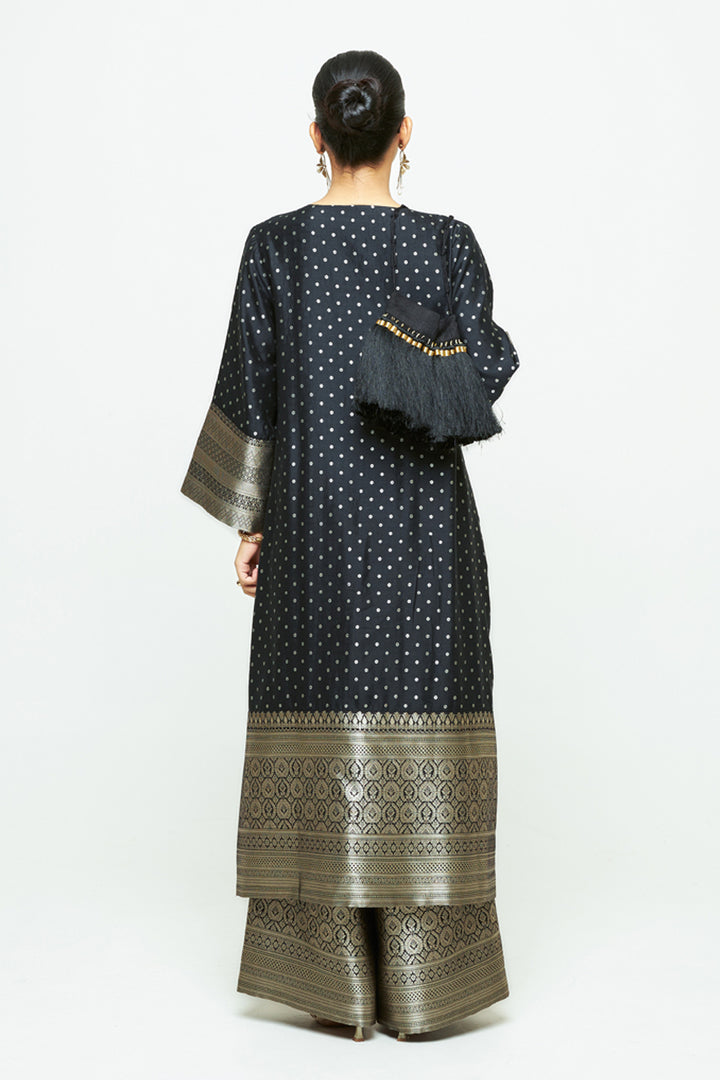 Noor Black Contemporary Brocade Kurta With Pants