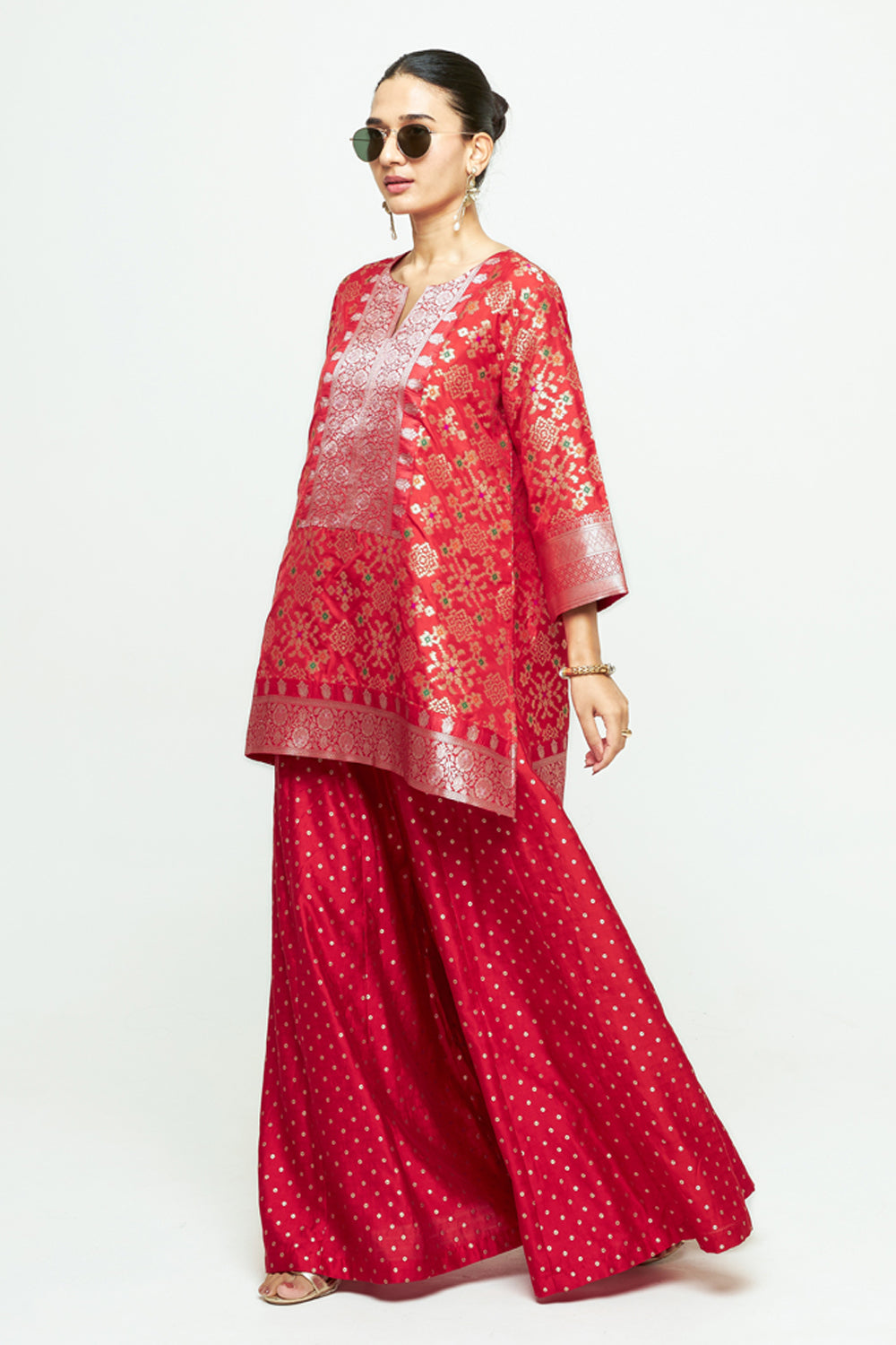 Meena Red Kurta Sharara Set