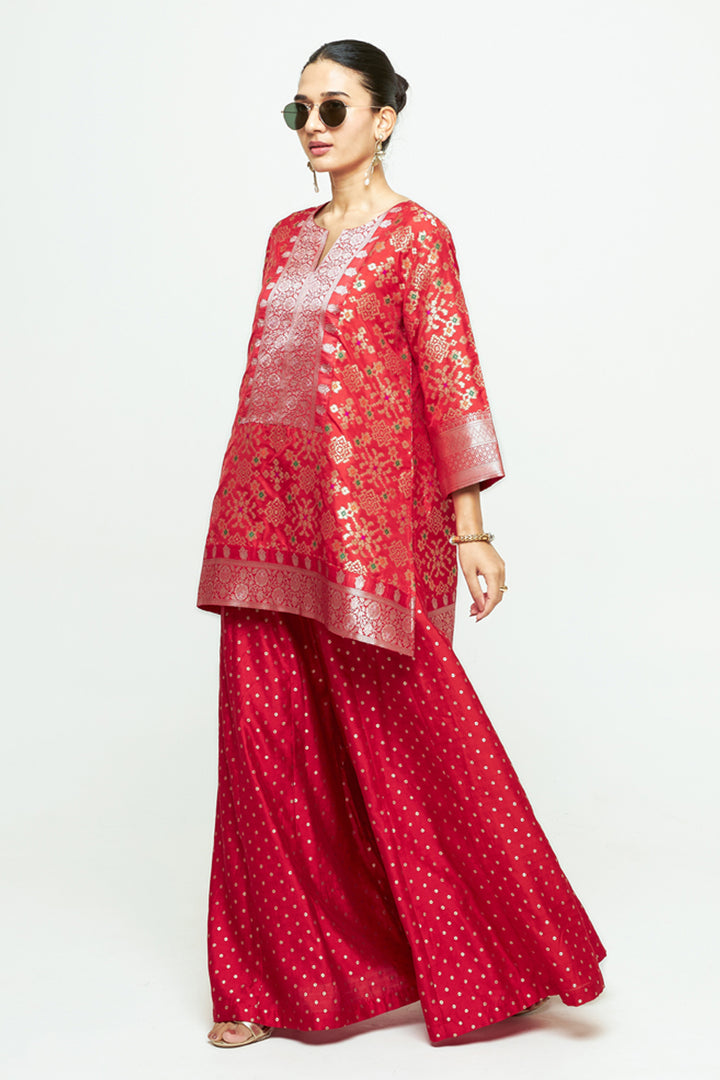 Meena Red Kurta Sharara Set