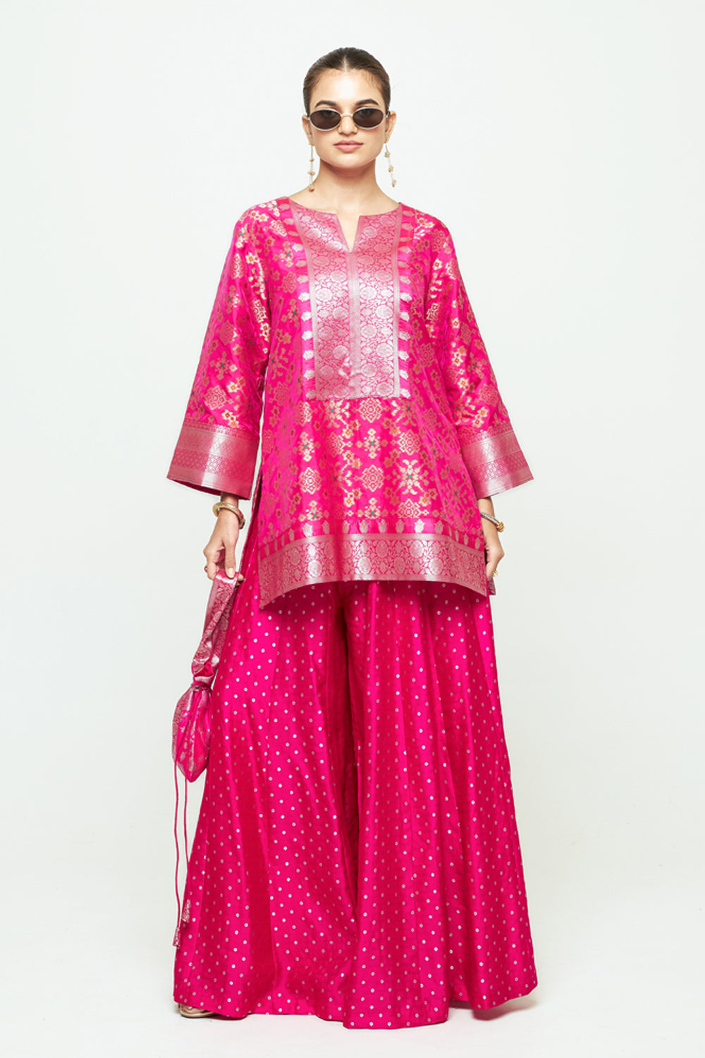 Meena Pink Kurta Sharara Set