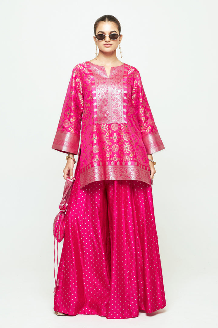 Meena Pink Kurta Sharara Set
