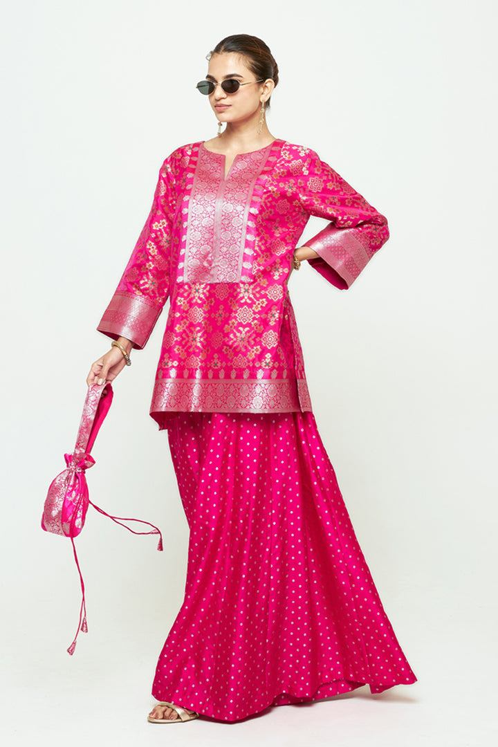 Meena Pink Kurta Sharara Set