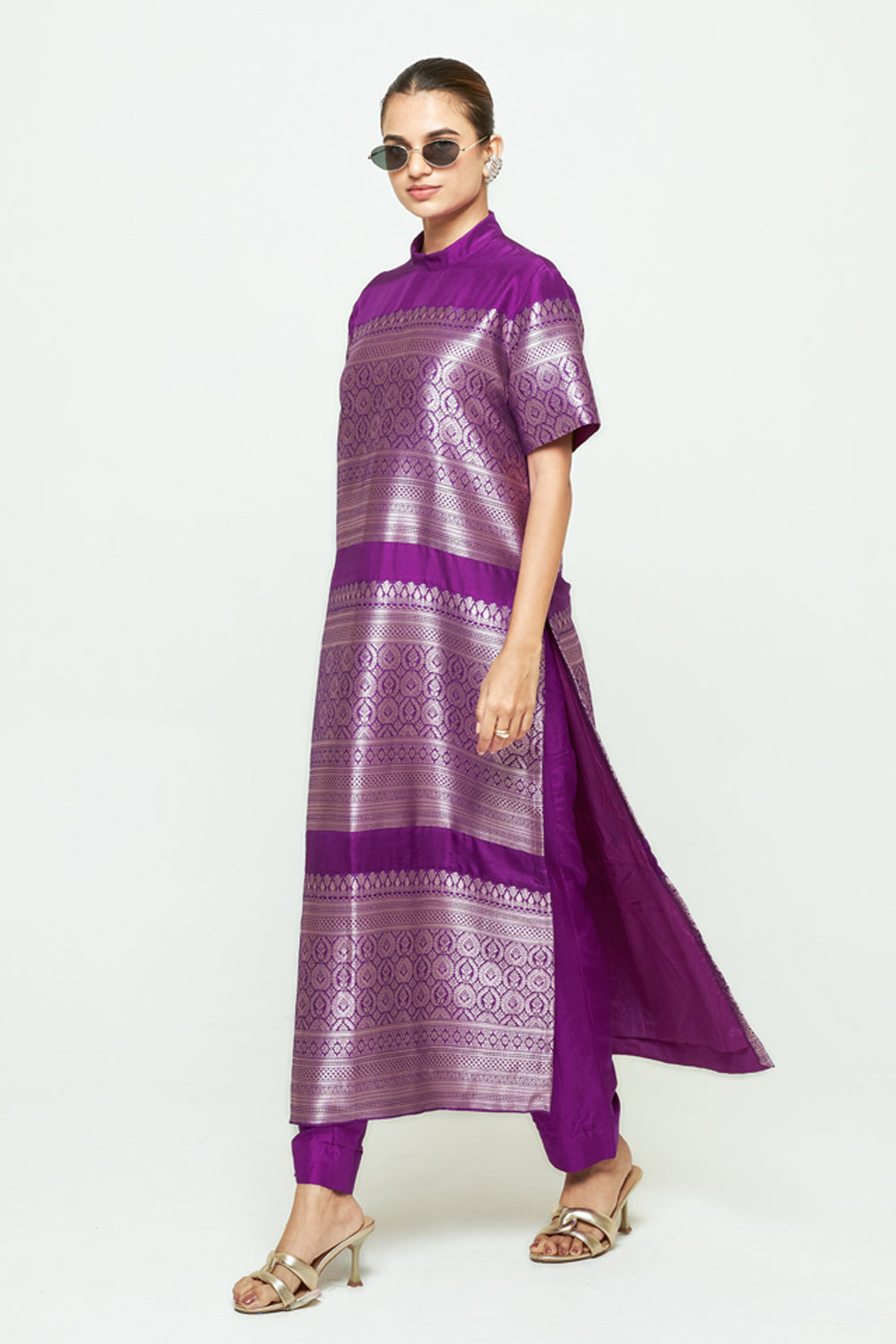Raysa Purple Statement Brocade Kurta Set