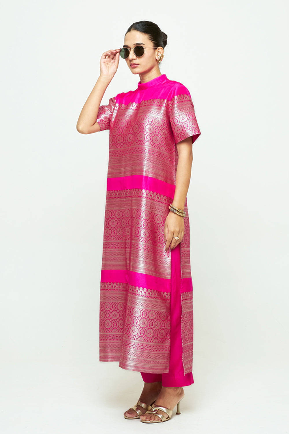 Raysa Pink Statement Brocade Kurta Set