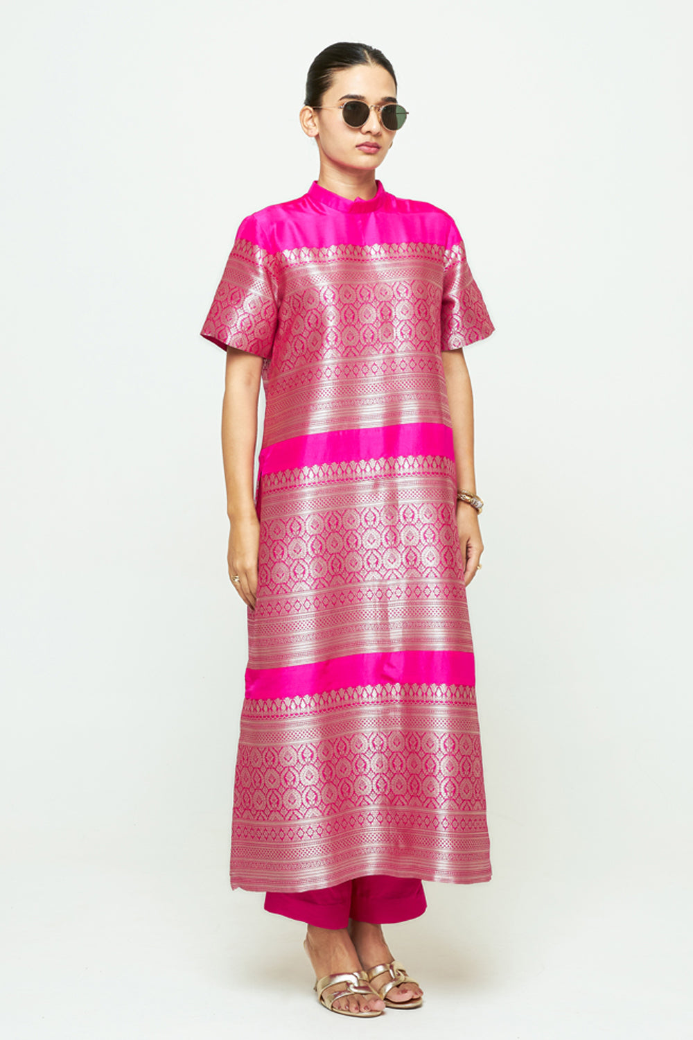 Raysa Pink Statement Brocade Kurta Set