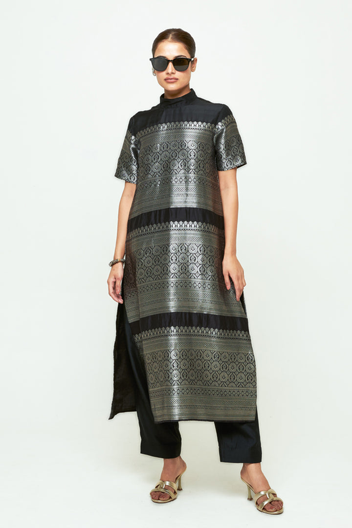 Raysa Black Statement Brocade Kurta Set