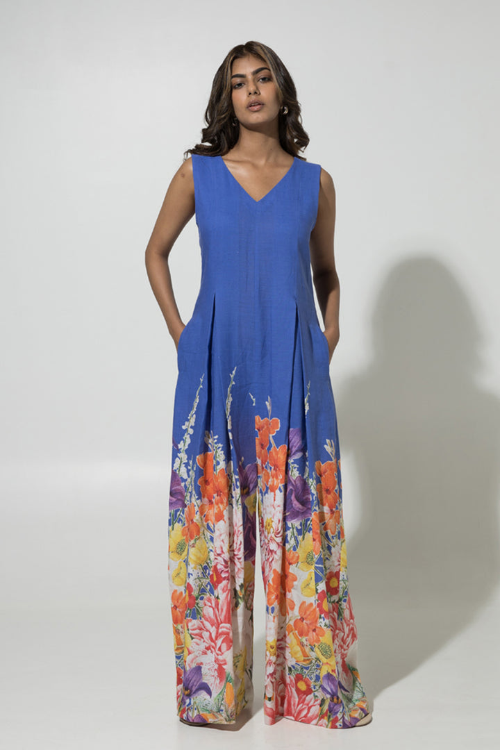 Blue Isla Linen Jumpsuit